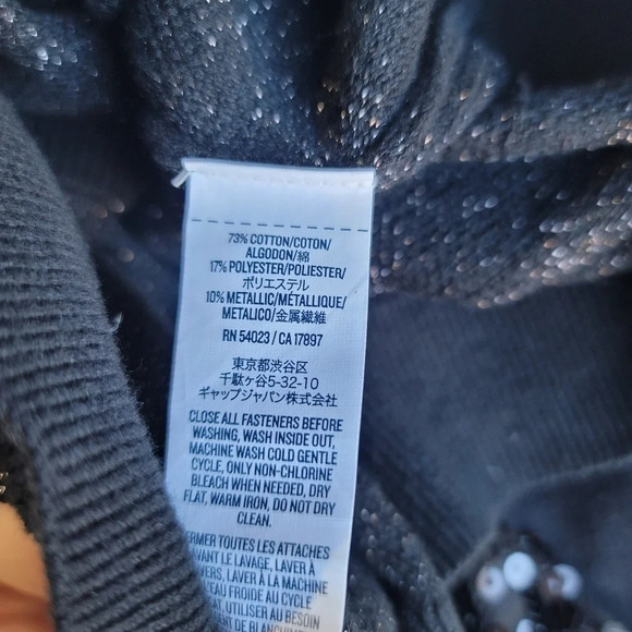 Old Navy Black Metallic Polka Dot Cardigan Sweater Women’s Cotton Blend Sz XS - Picture 5 of 8